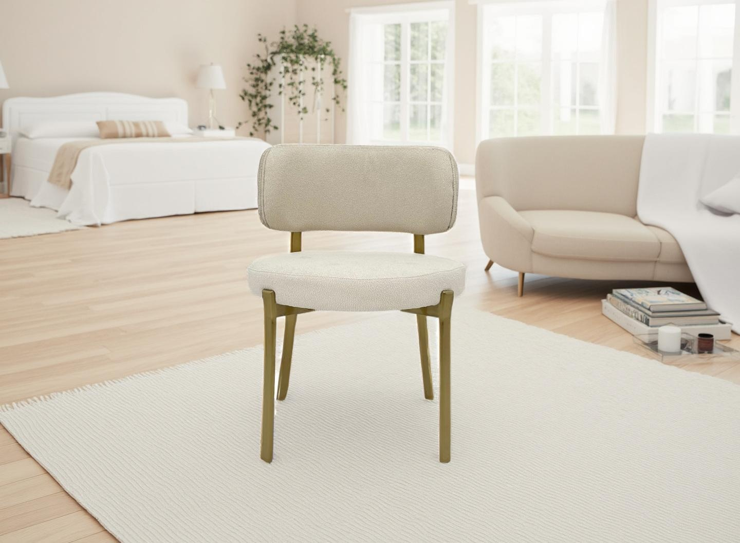 Boucle Fabric Chair with Gold Shinny Stainless Steel Leg - Stylish and Comfortable