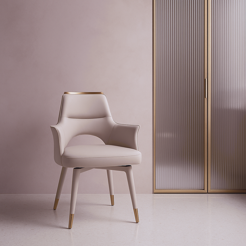 Beige/Grey Premium Faux Leather & Stainless Steel for Luxury Interiors