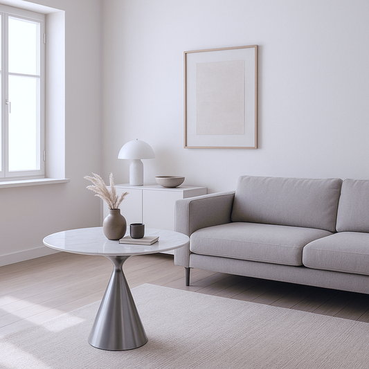 Chic Dining Table: 100 Diameter * 750H in Gray Matte Stainless"