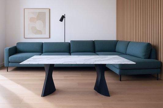 Exceptional 200*100cm Dining Table:  Stainless & Marble