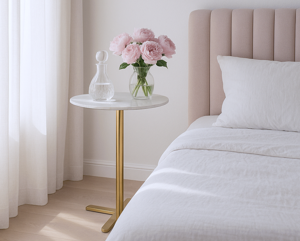 Gorgeous Round Side Table in Shinny Gold and Brass Matt Color