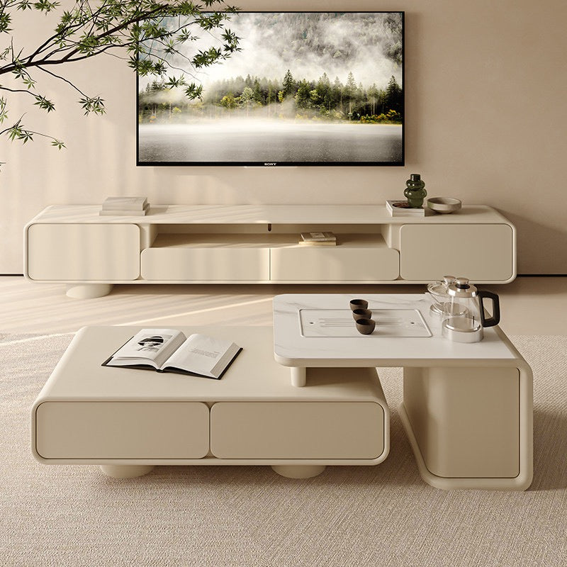 Modern Simple 200*40 TV Cabinet - Cream white Style & Solid Wood