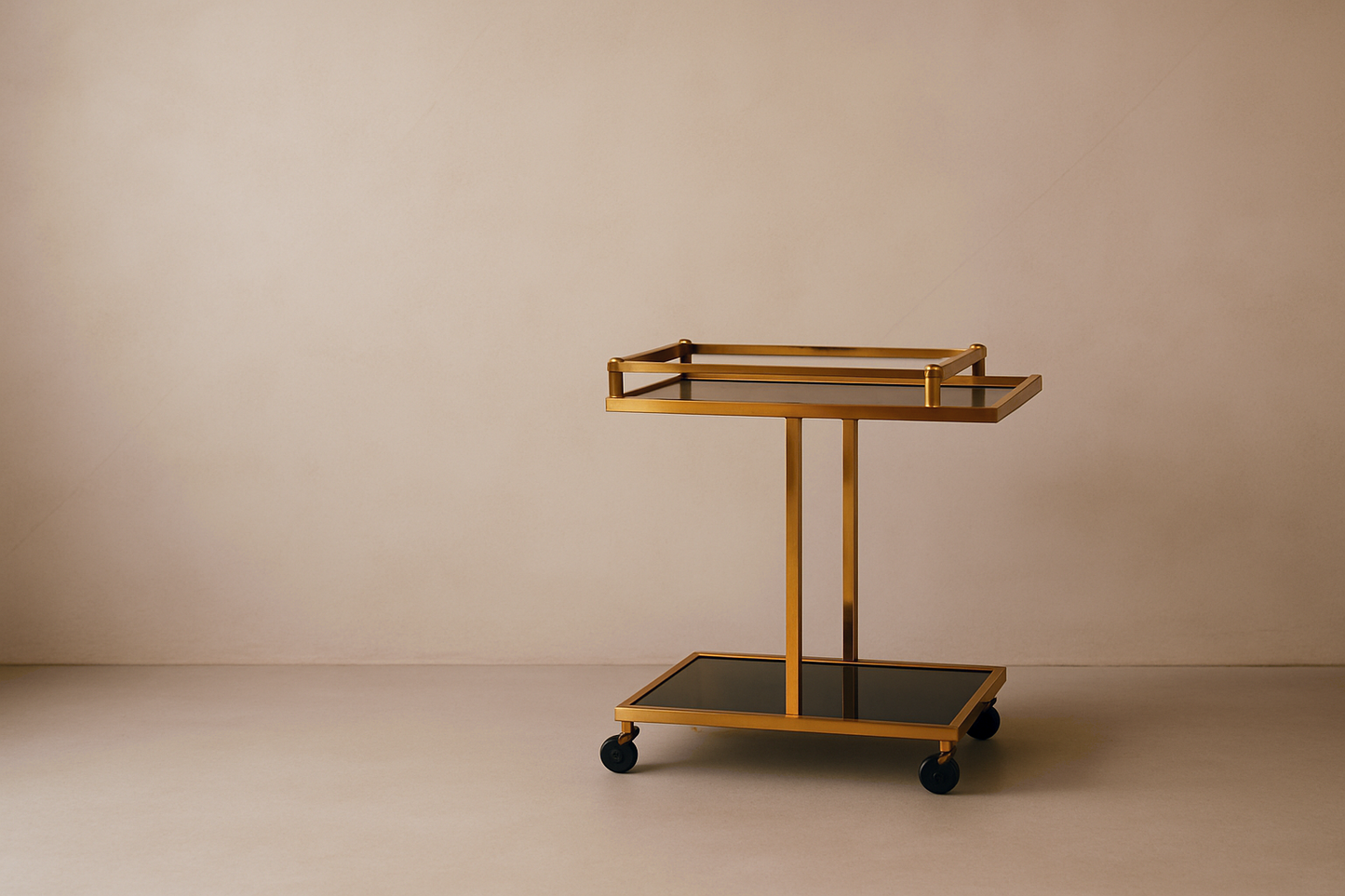 Stylish Brass Matt Stainless Steel Serving Trolley