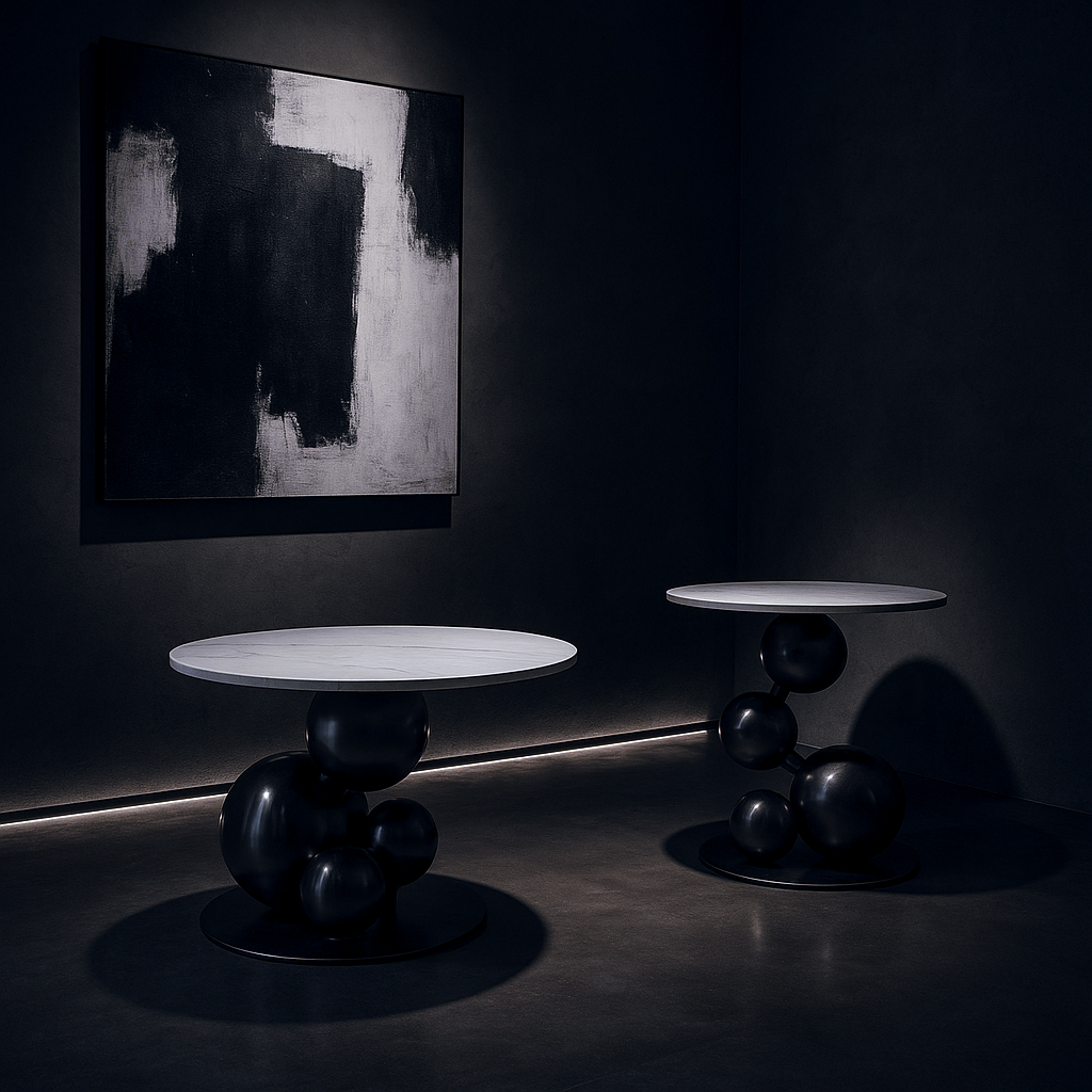 Stylish Coffee Tables: 500W550H & 800450H in Black Matte Stainless
