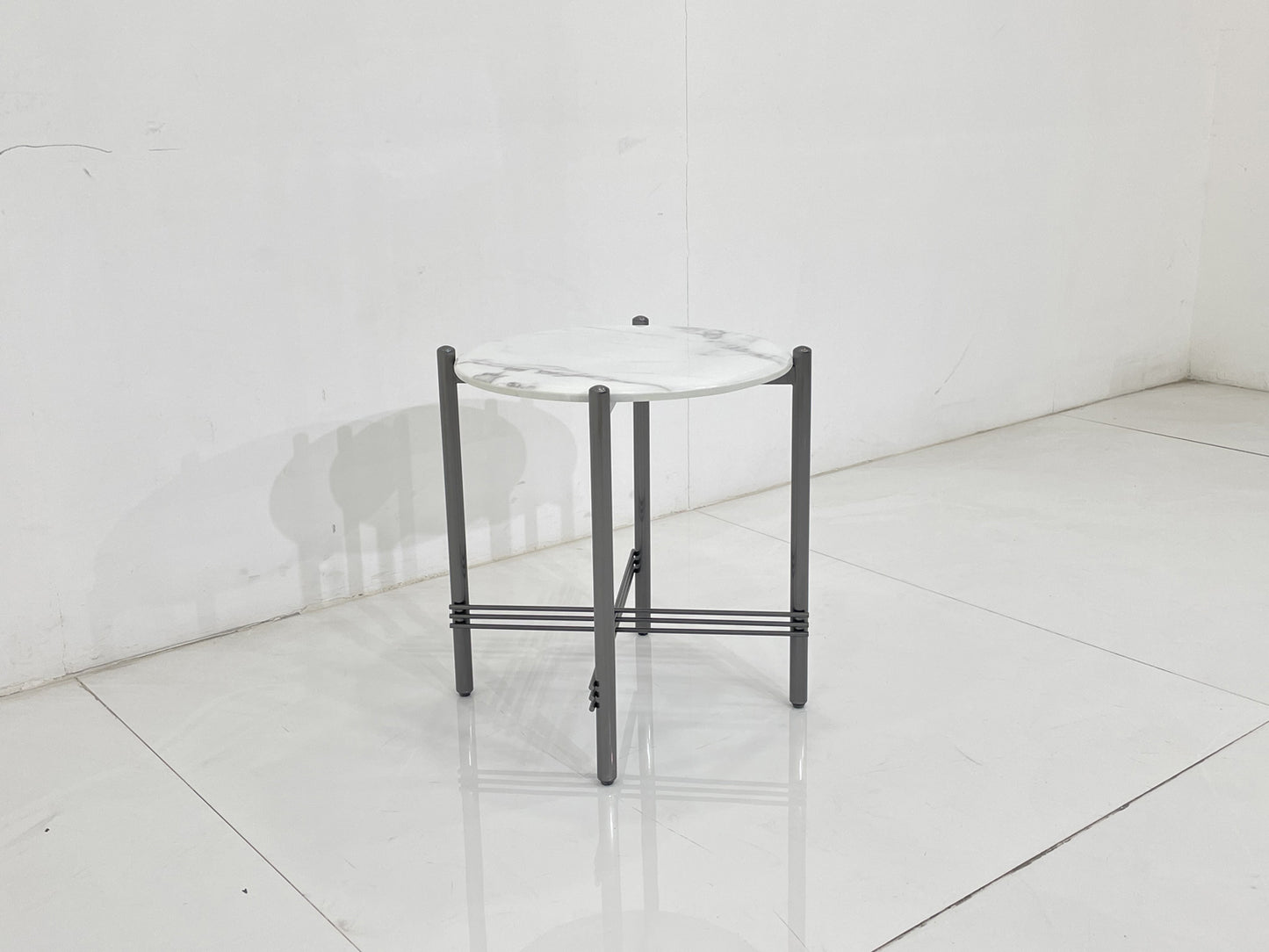 Modern Black Matt Stainless Steel Coffee Table Set with White Marble Top | Durable & Stylish for Living Room