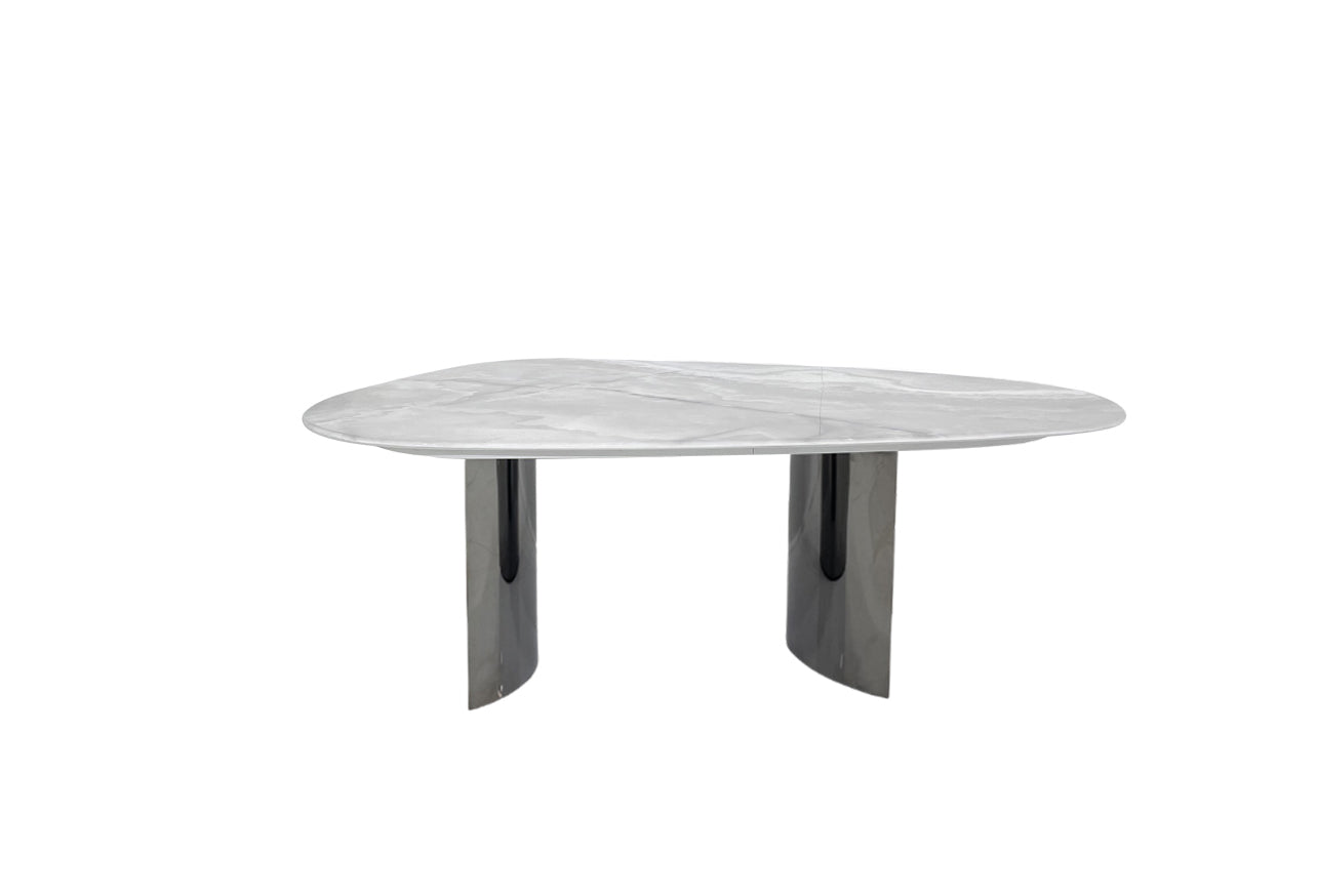 Modern Coffee Table Set - 3D Printed Marble & Black Stainless Steel | Luxury Flexible Design for Dubai Living Rooms
