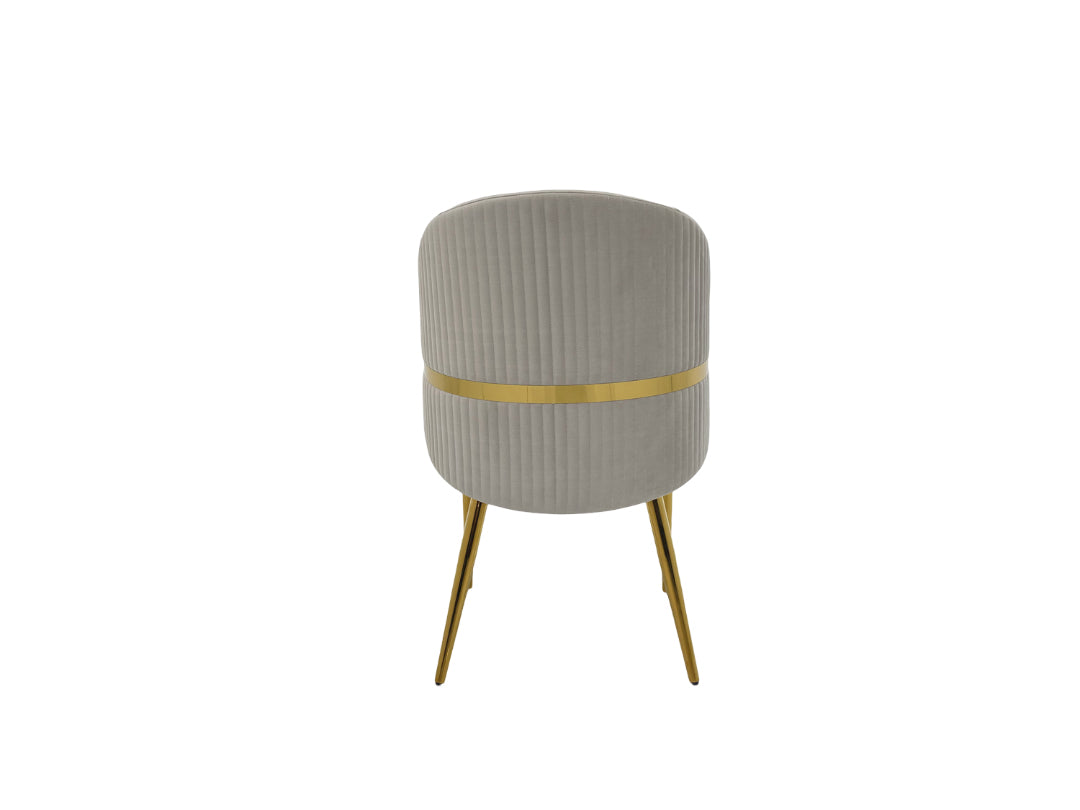 Cream Fabric & Gold Stainless Dining Chair | Luxury Seating for Villas Highlights: