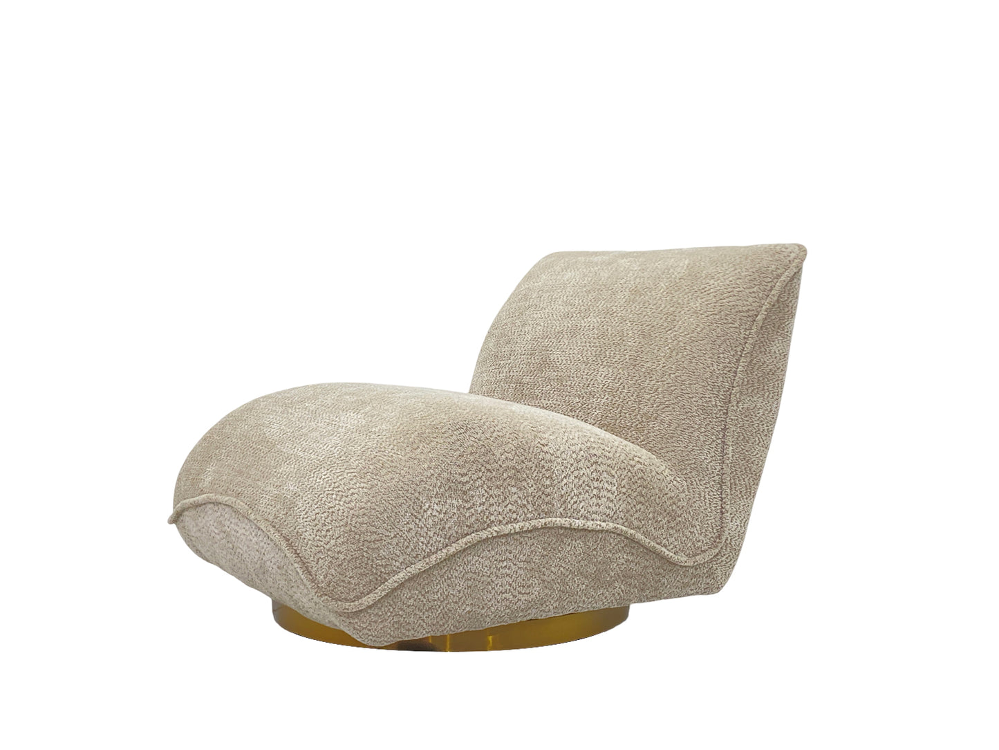 كرسي دوار بدون أذرع من المخمل الخاكي تيدي