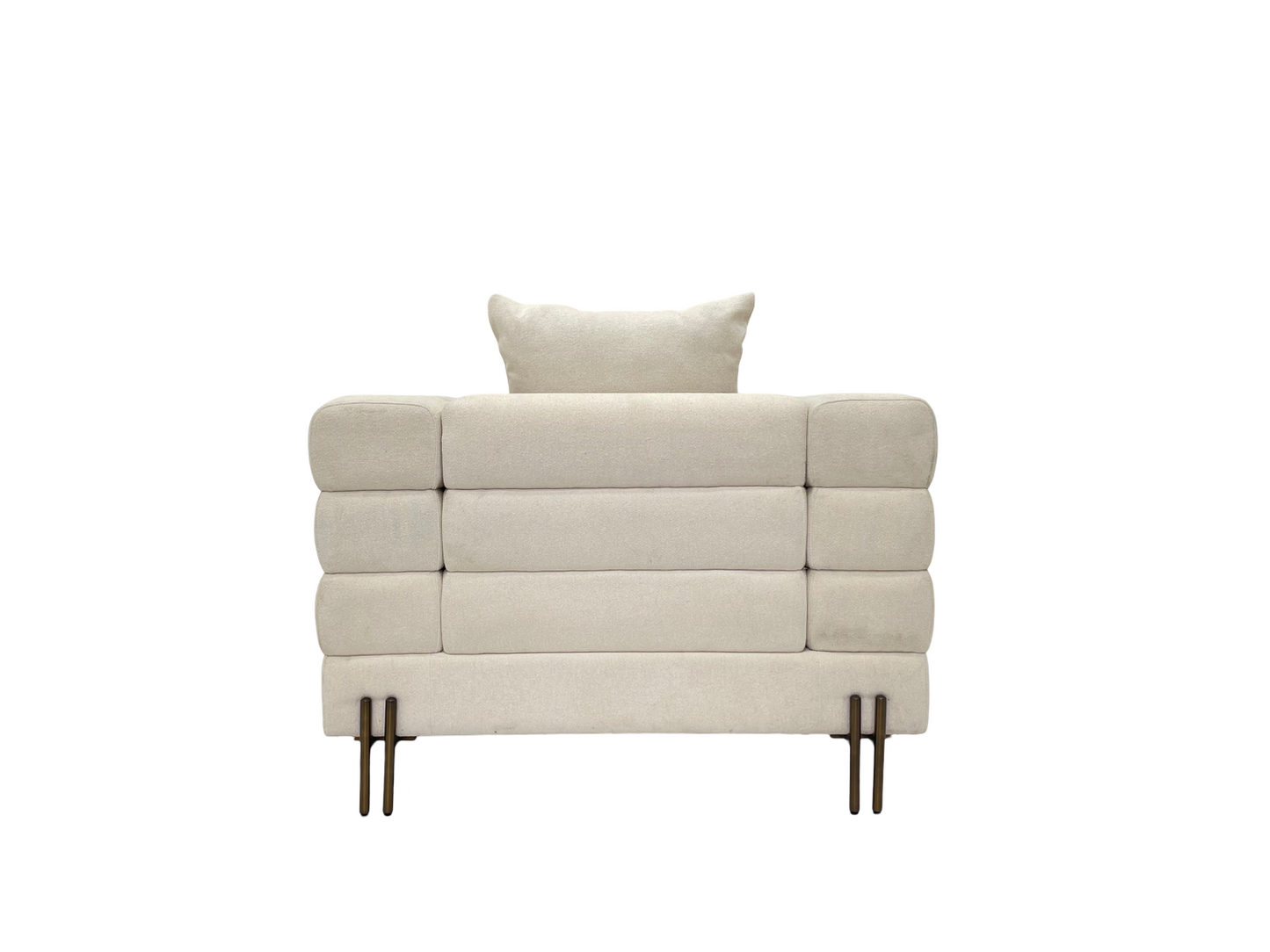 أريكة صالة أنيقة ذات مقعد واحد من قماش الكتان الجديد باللون الأبيض العاجي