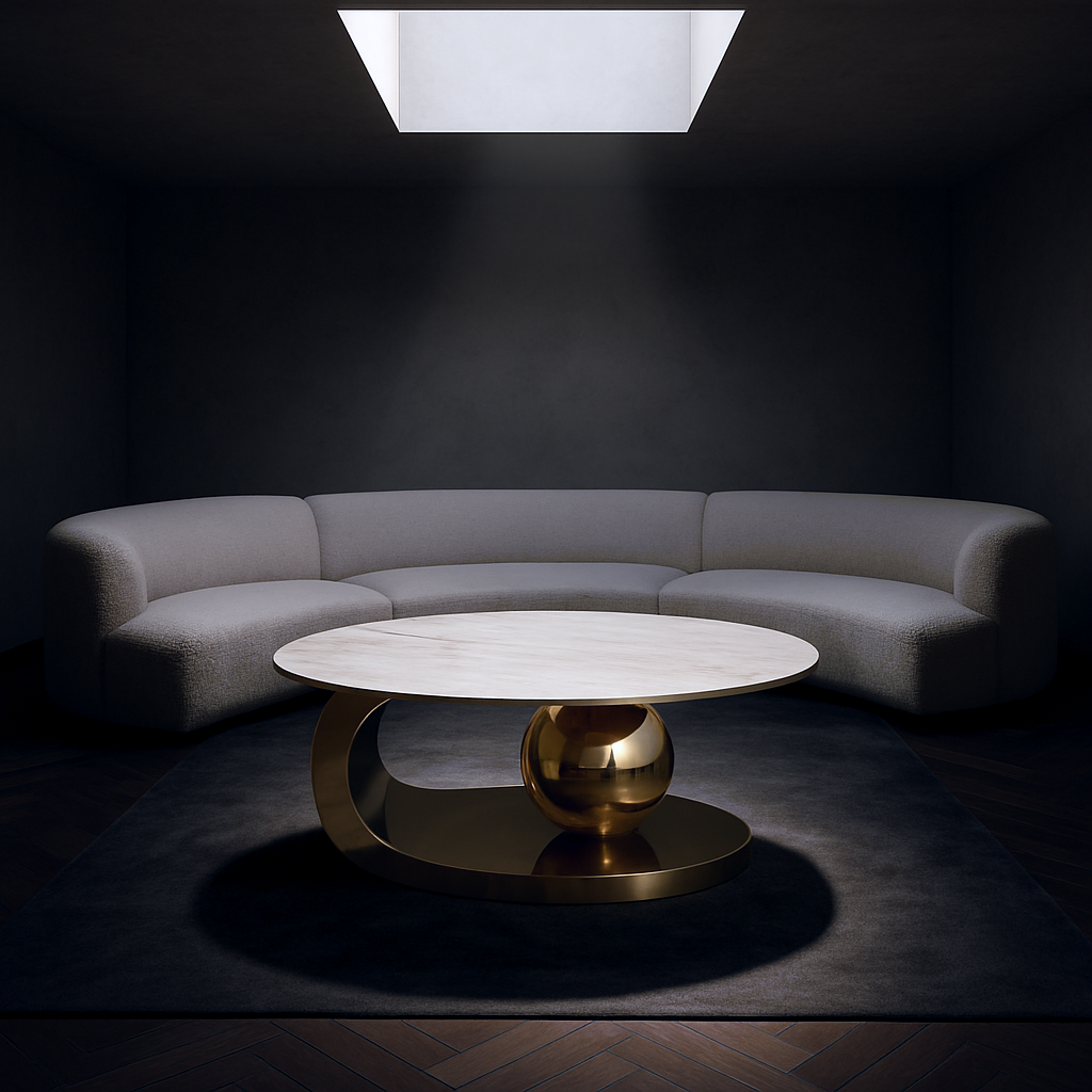 Champagne Shining Coffee Table with Marble Top | Affordable Luxury for Young Families