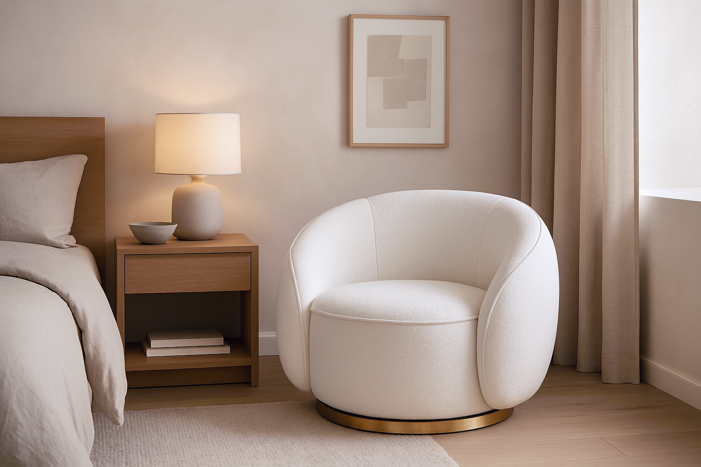 White Rotatable Leisure Chair - Comfort and Style