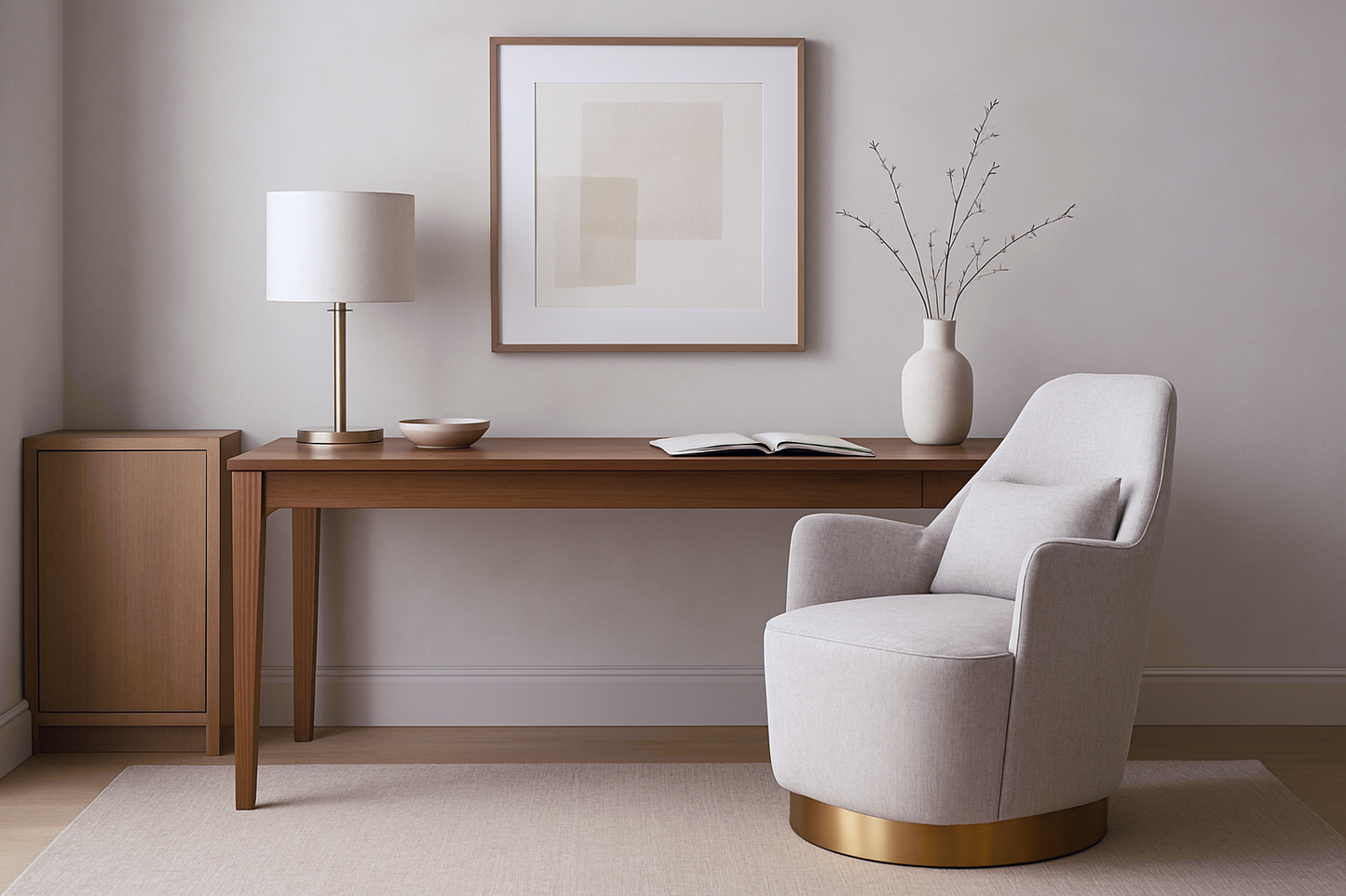 ArmChair - 780W * 750D * 850H with Matte Gold Stainless Steel and Beige Fabric