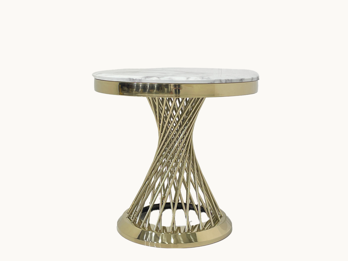 Exquisite Round Side Table - Marble & Stainless Steel