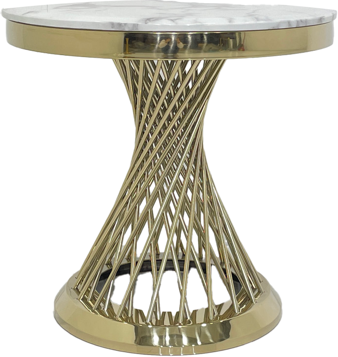 Exquisite Round Side Table - Marble & Stainless Steel