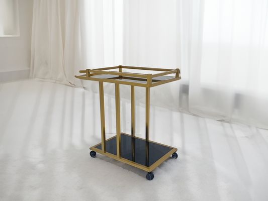 Stylish Brass Matt Stainless Steel Serving Trolley