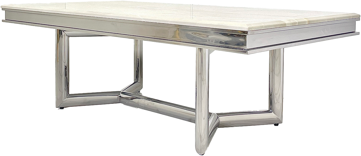 Elegant Rectangular Marble & Silver Stainless Steel Coffee Table