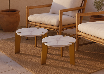 Exquisite Coffee Tables: 800D450H & 600D500H in Golden Matte Stainless