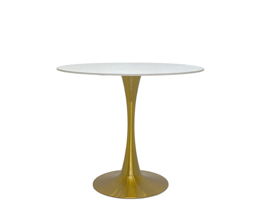 [Dubai Design Furniture] 90cm Slate Marble Round Table - Geometric Gold Leg Art Dining Table