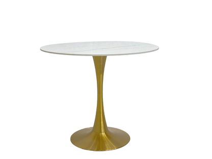 [Dubai Design Furniture] 90cm Slate Marble Round Table - Geometric Gold Leg Art Dining Table