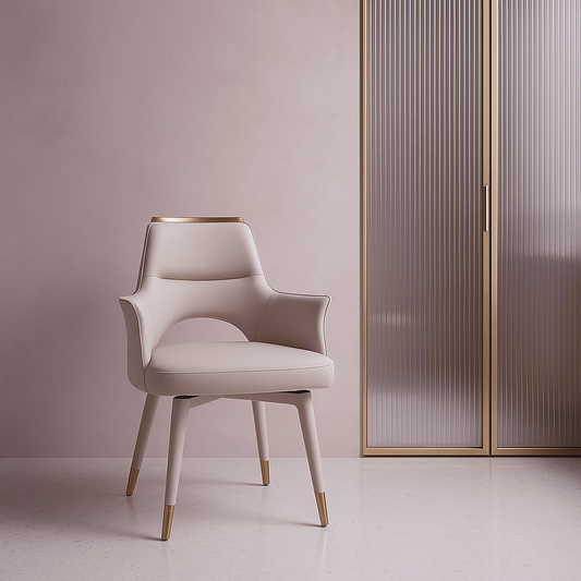 Beige/Grey Premium Faux Leather & Stainless Steel for  Luxury Interiors