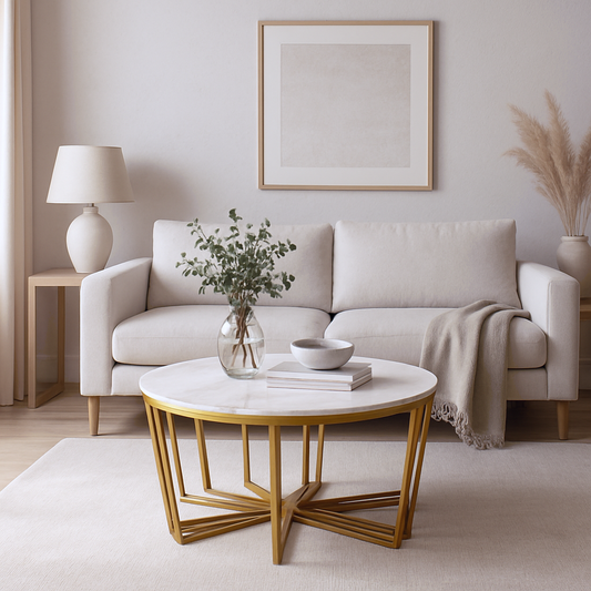 Luxurious Coffee Table set : Stainless & Marble