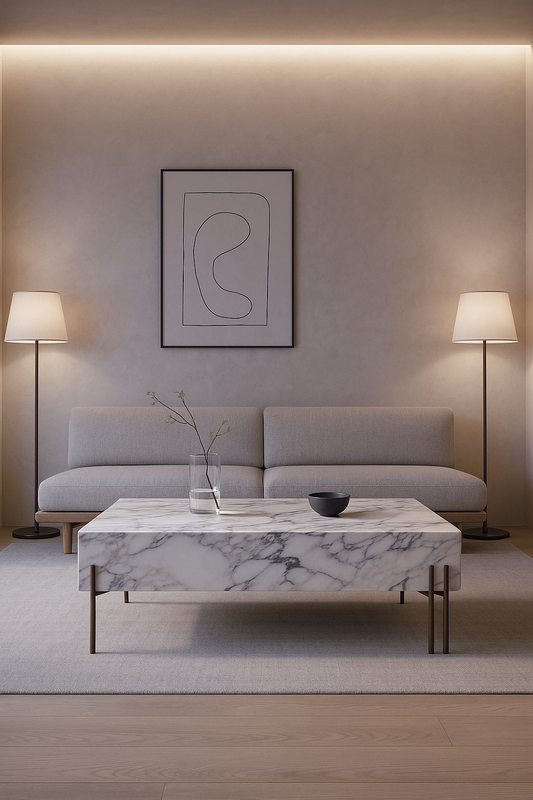 Luxurious All-Marble Coffee Table Set