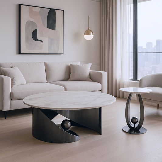 Distinctive Coffee Tables: 500W550H & 1300W700D450H Gray Matte Stainless