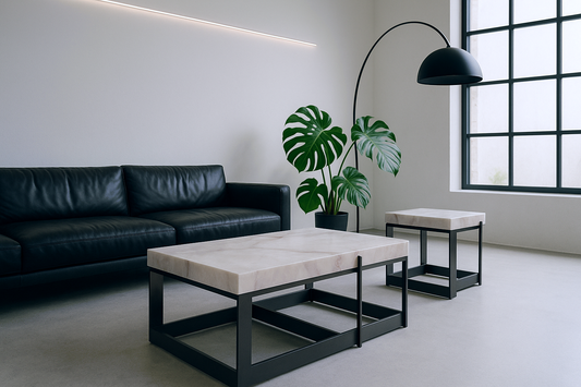 Premium Coffee Table: 1.5mm Stainless & 90mm Marble