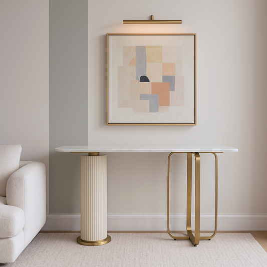 [Dubai Practical Furniture] 1.4m Cream Wood-Grain Storage Side Table - Modern Minimalist Multi-functional Console Table