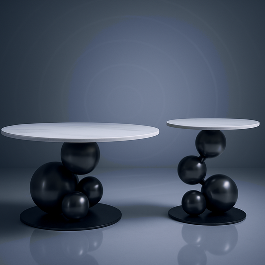 Stylish Coffee Tables: 500W550H & 800450H in Black Matte Stainless