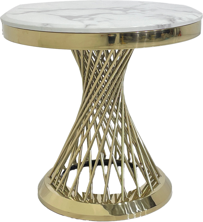 Exquisite Round Side Table - Marble & Stainless Steel