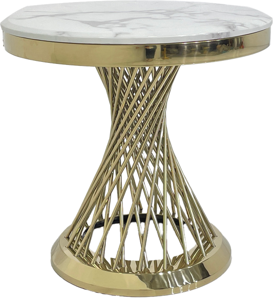 Exquisite Round Side Table - Marble & Stainless Steel