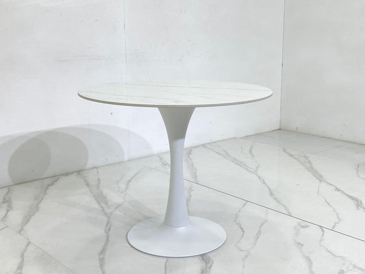 Stunning Dia900*750H White Spray-Painted Iron with White Marble Slab Bar Table