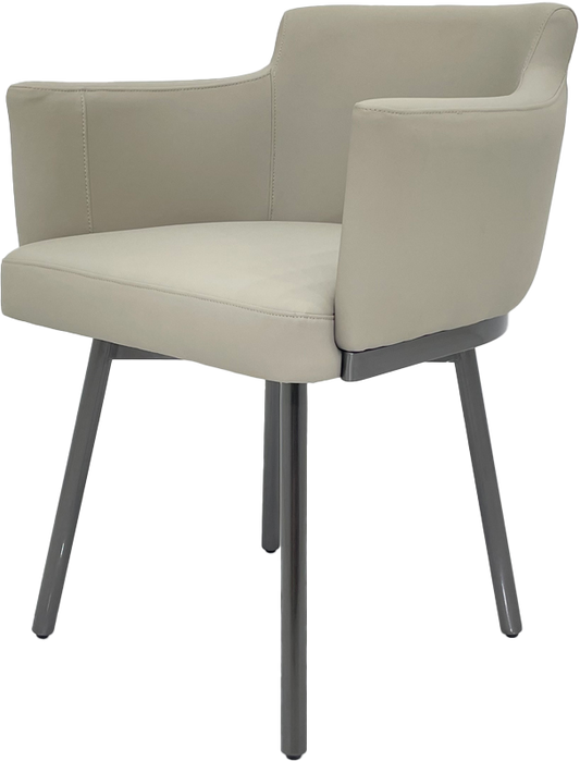 Rotatable Spring-Back Dining Chair with Low Back and Leather Material - Comfort and Style Combined