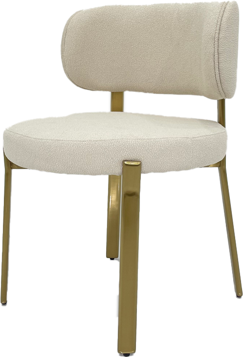 Boucle Fabric Chair with Gold Shinny Stainless Steel Leg - Stylish and Comfortable