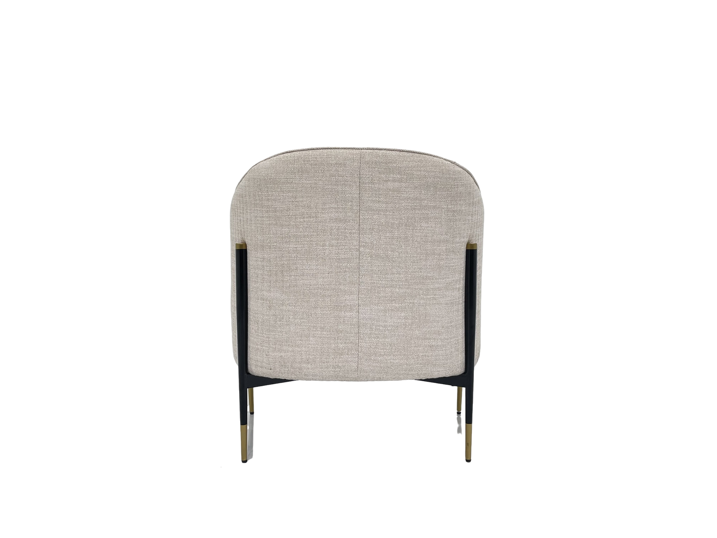 ArmChair - 700W * 720D * 800H with Black and Golden Matte Stainless Steel and Beige Fabric