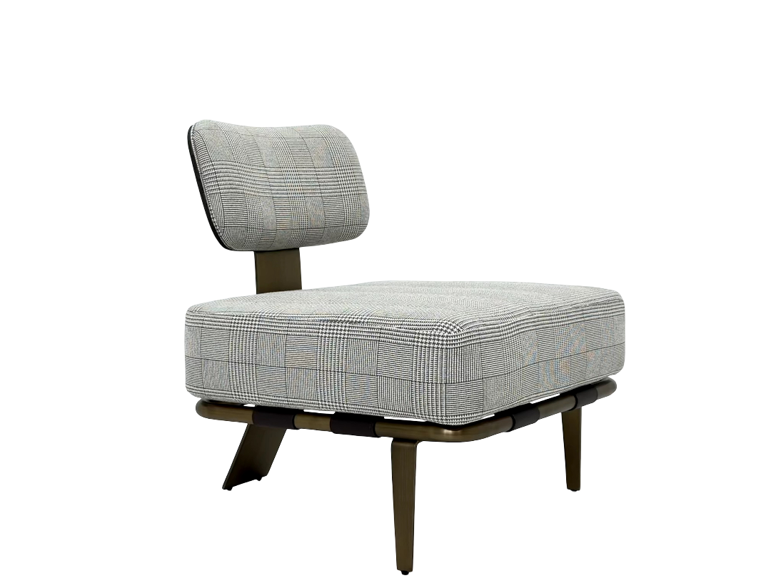 [ Comfortable Office Chair] High Back Ergonomic Linen Seat - Brass Frame Executive Chair