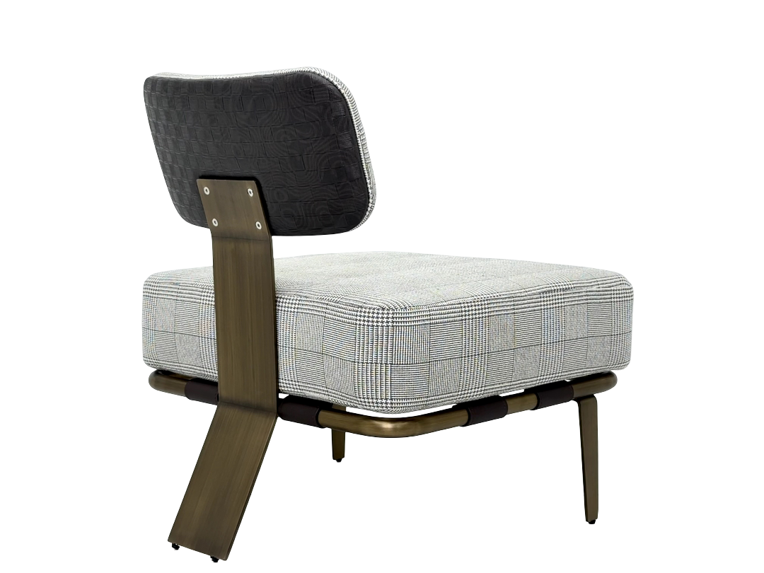 [ Comfortable Office Chair] High Back Ergonomic Linen Seat - Brass Frame Executive Chair