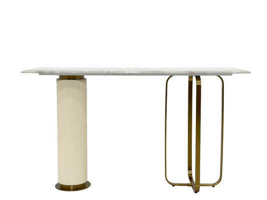 [Dubai Practical Furniture] 1.4m Cream Wood-Grain Storage Side Table - Modern Minimalist Multi-functional Console Table