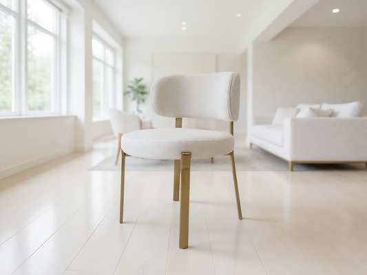 Boucle Fabric Chair with Gold Shinny Stainless Steel Leg - Stylish and Comfortable