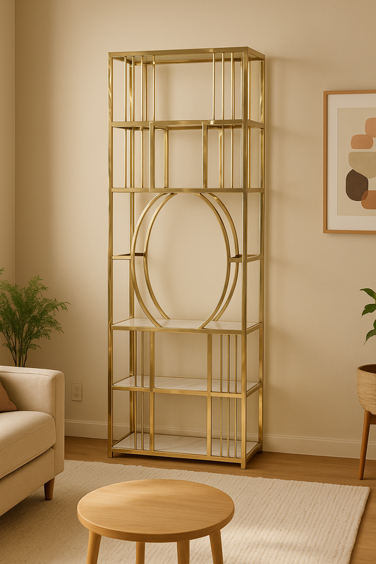 Modern Minimalist Stainless Steel Book & Display Shelf - 800W260D2200H.