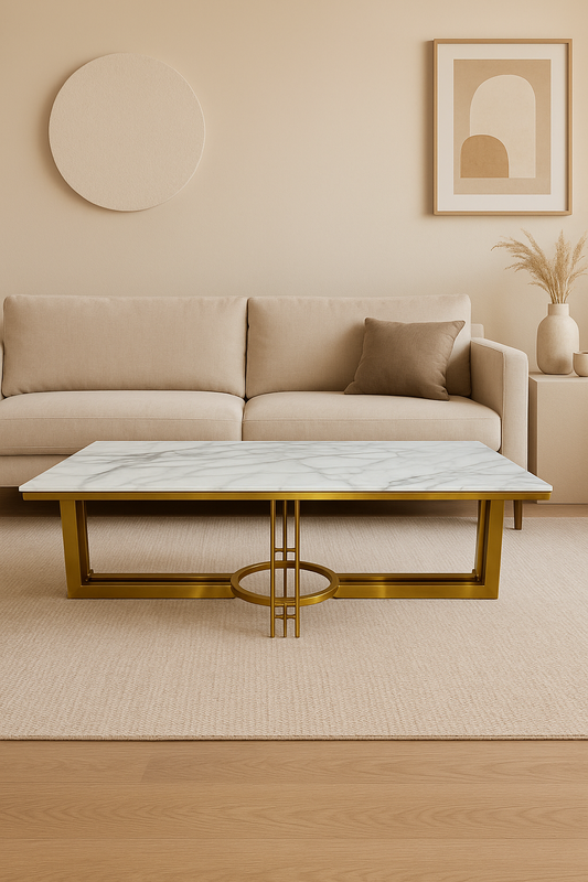 "Luxurious Coffee Table: 1300W700D450H with Gold Matt Stainless