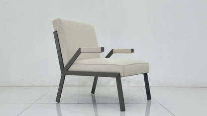 [Comfortable Lounge Chair] 70cm Wide Memory Foam Linen Armchair - Industrial Style Living Room Recliner