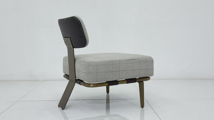 [ Comfortable Office Chair] High Back Ergonomic Linen Seat - Brass Frame Executive Chair