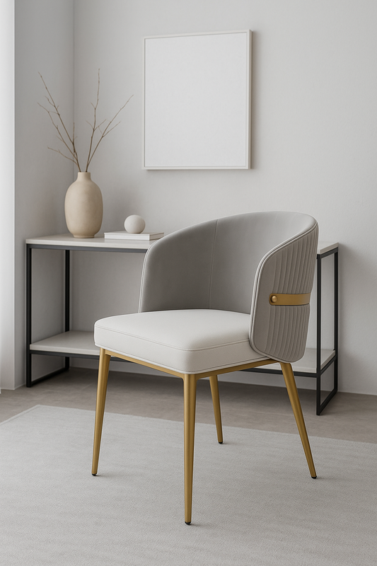 Cream Fabric & Gold Stainless Dining Chair | Luxury Seating for  Villas Highlights: